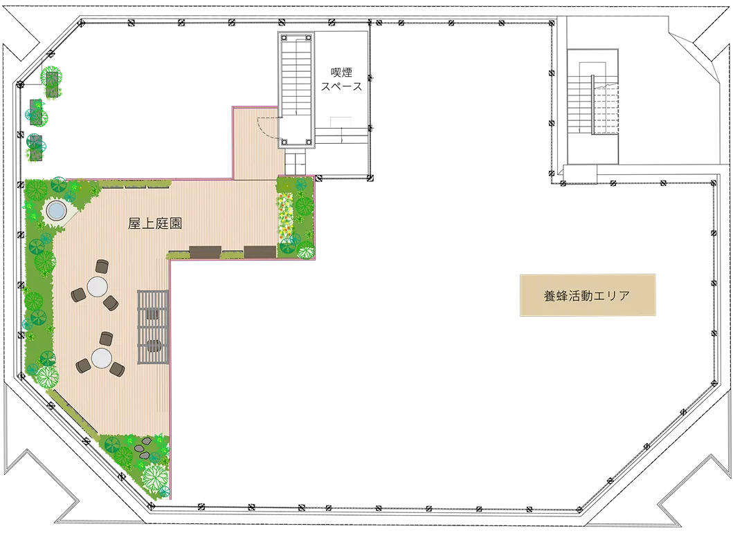屋上庭園の見取り図